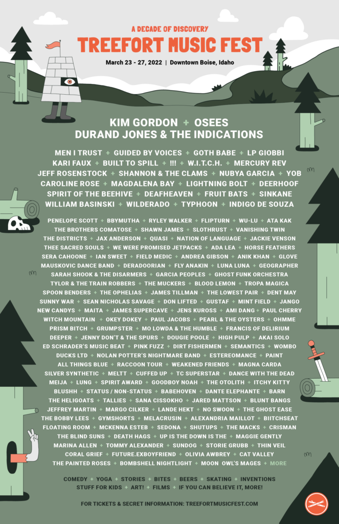 Treefort Music Fest Boise Idaho March 23-27, 2022 Downtown Boise Lineup First Wave
