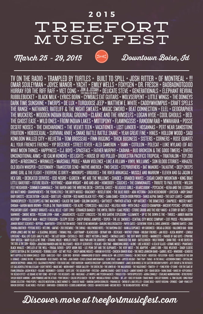 Treefort Music Fest 2015 Full Lineup Poster